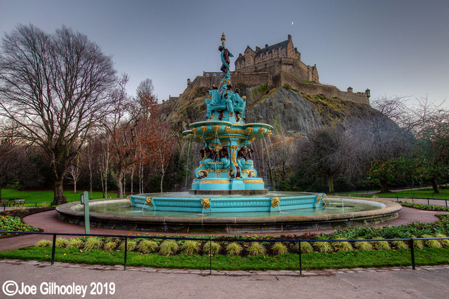 Ross Fountain, Princes Street Gardens, Edinburgh - lit at night