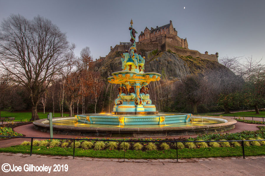Ross Fountain, Princes Street Gardens, Edinburgh - lit at night