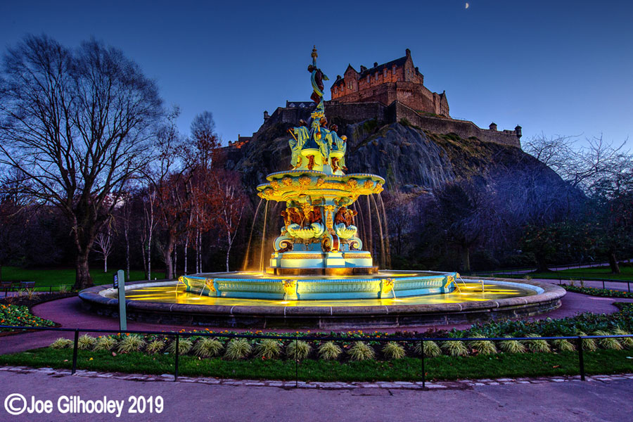 Ross Fountain, Princes Street Gardens, Edinburgh - lit at night