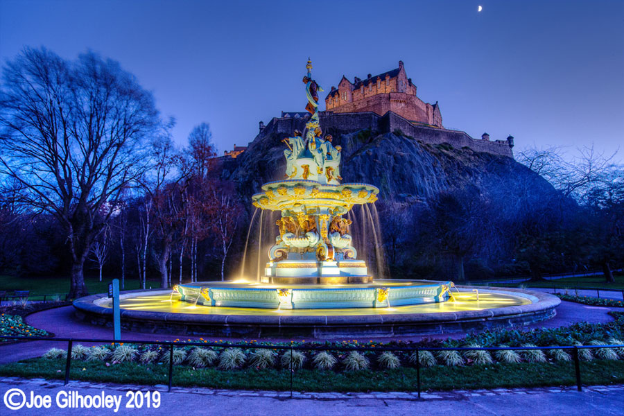 Ross Fountain, Princes Street Gardens, Edinburgh - lit at night