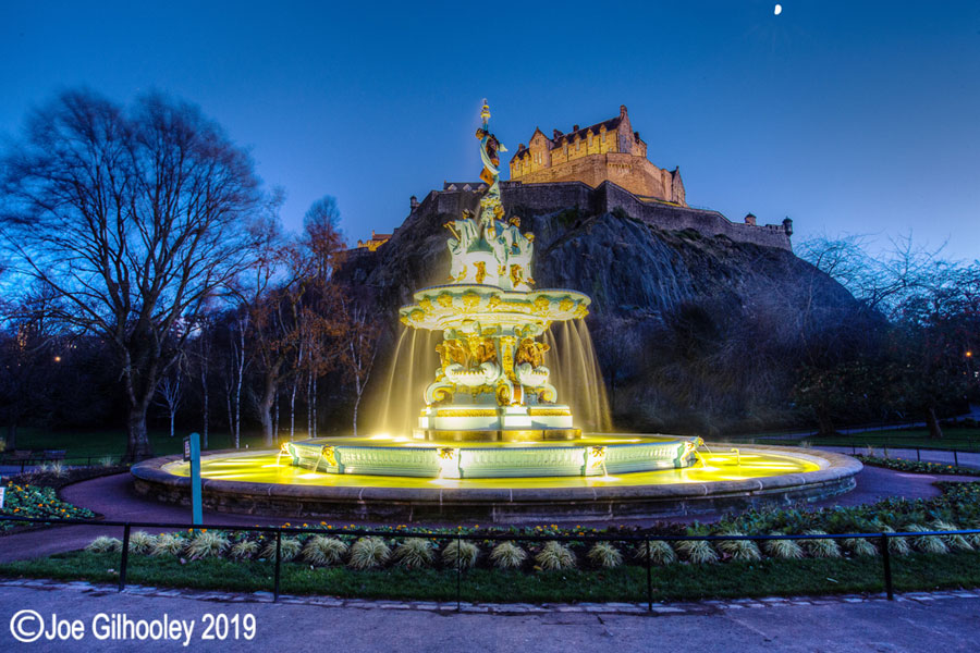 Ross Fountain, Princes Street Gardens, Edinburgh - lit at night