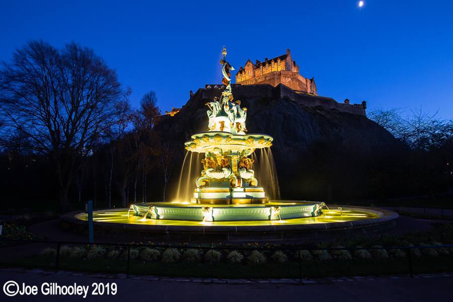 Ross Fountain, Princes Street Gardens, Edinburgh - lit at night