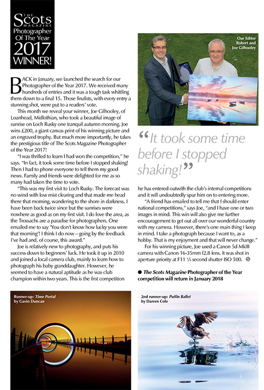 Article on my win in The Scots Magazine July 2017 edition
