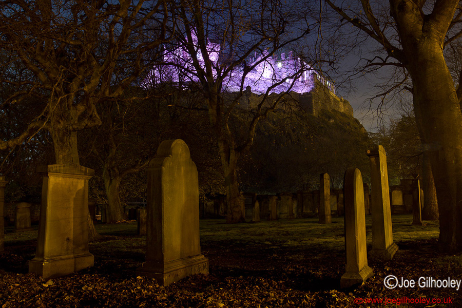St Cuthbert's Graveyard Edinburgh by night