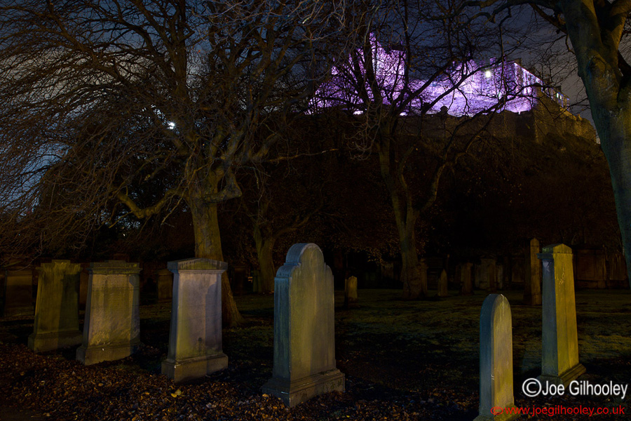 St Cuthbert's Graveyard Edinburgh by night