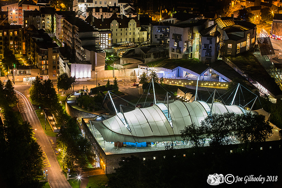 Edinburgh Military Tattoo city views from top of Salisbury Crags at Arthur Seat Edinburgh Military Tattoo city views from top of Salisbury Crags at Arthur Seat