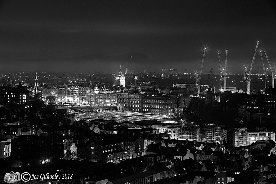Edinburgh Military Tattoo city views from top of Salisbury Crags at Arthur Seat