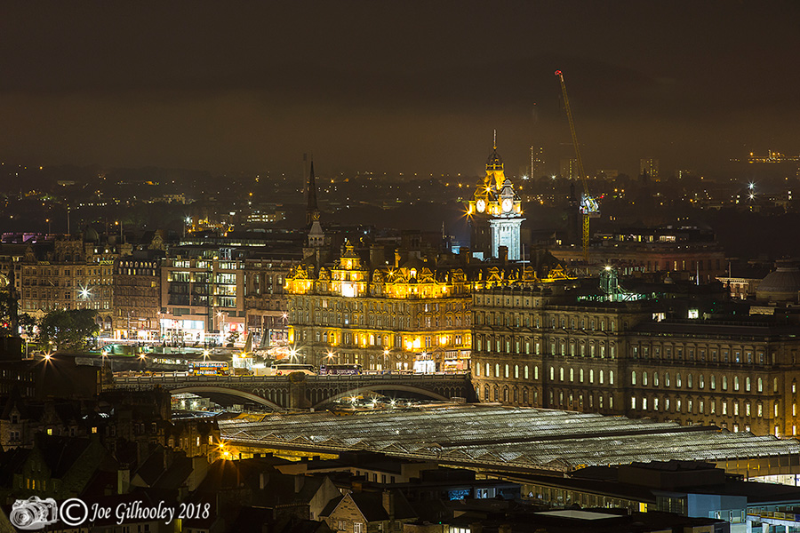 Edinburgh Military Tattoo city views from top of Salisbury Crags at Arthur Seat