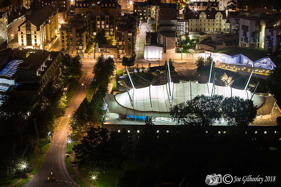 Edinburgh Military Tattoo city views from top of Salisbury Crags at Arthur Seat