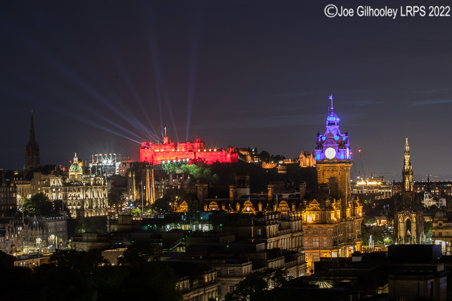 Royal Edinburgh Military Tattoo Lightshow and Fireworks From Calton Hill