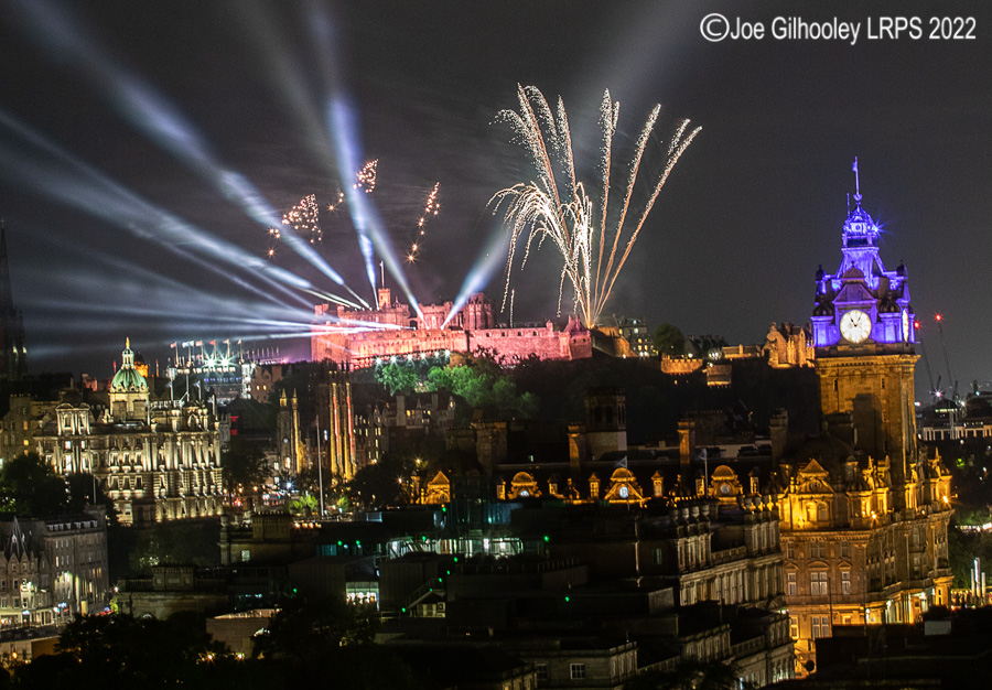 Royal Edinburgh Military Tattoo Lightshow and Fireworks From Calton Hill