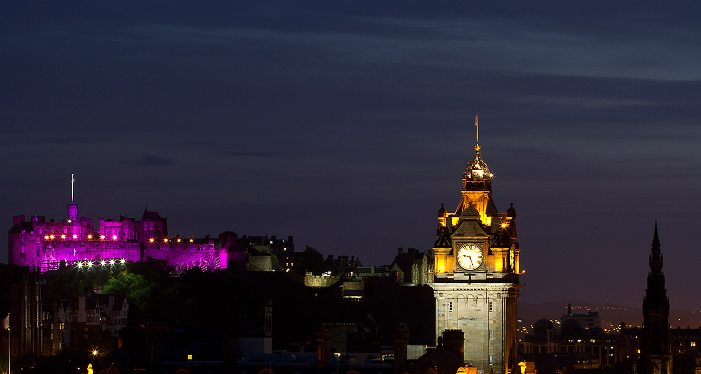 Edinburgh Tattoo from Calton Hill - set up and waiting for darkness and fireworks