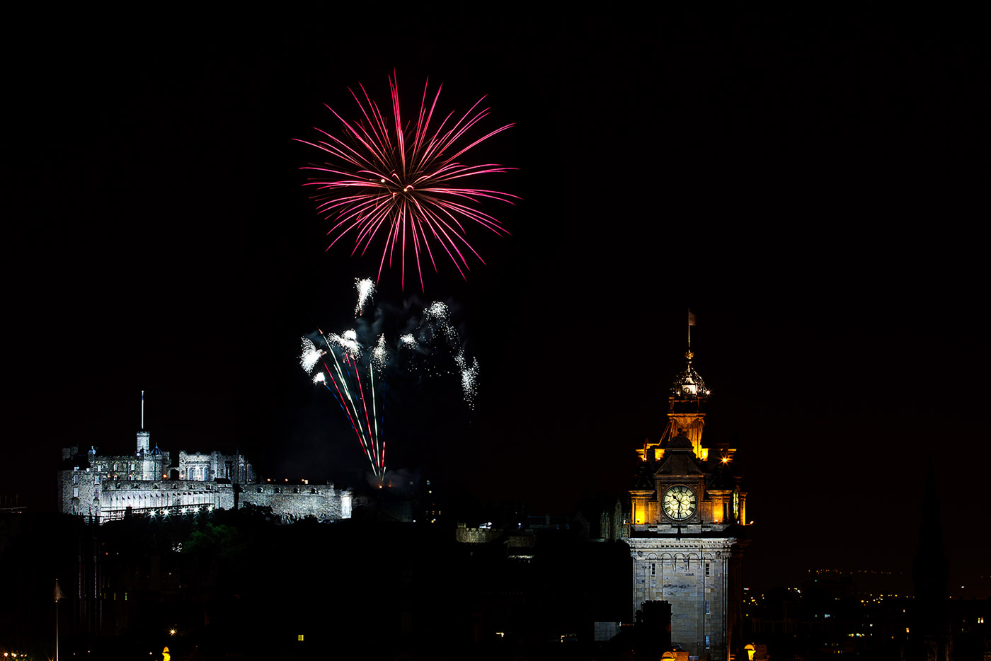 Edinburgh Tattoo from Calton Hill - fireworks over Edinburgh Castle