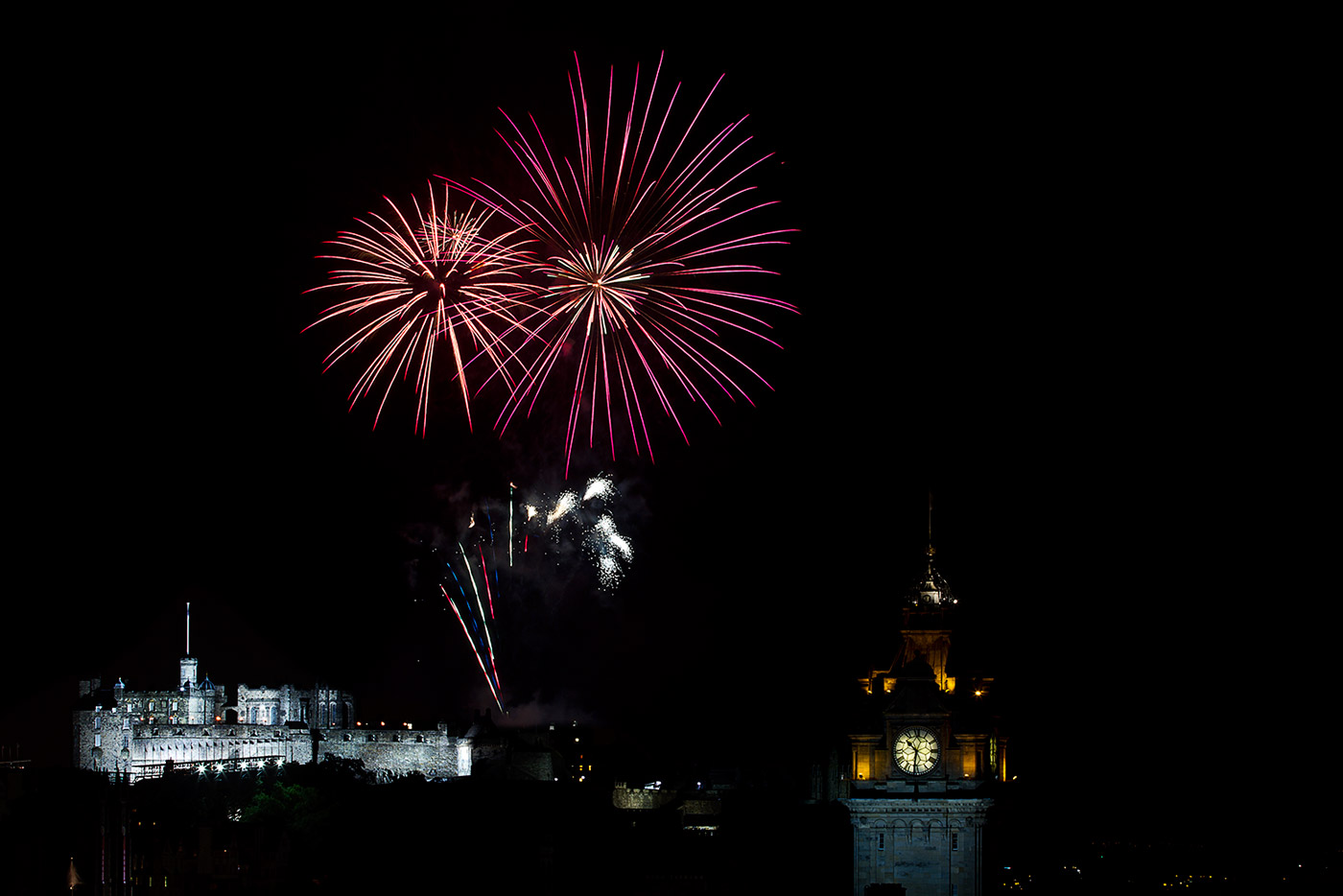 Edinburgh Tattoo from Calton Hill - fireworks over Edinburgh Castle