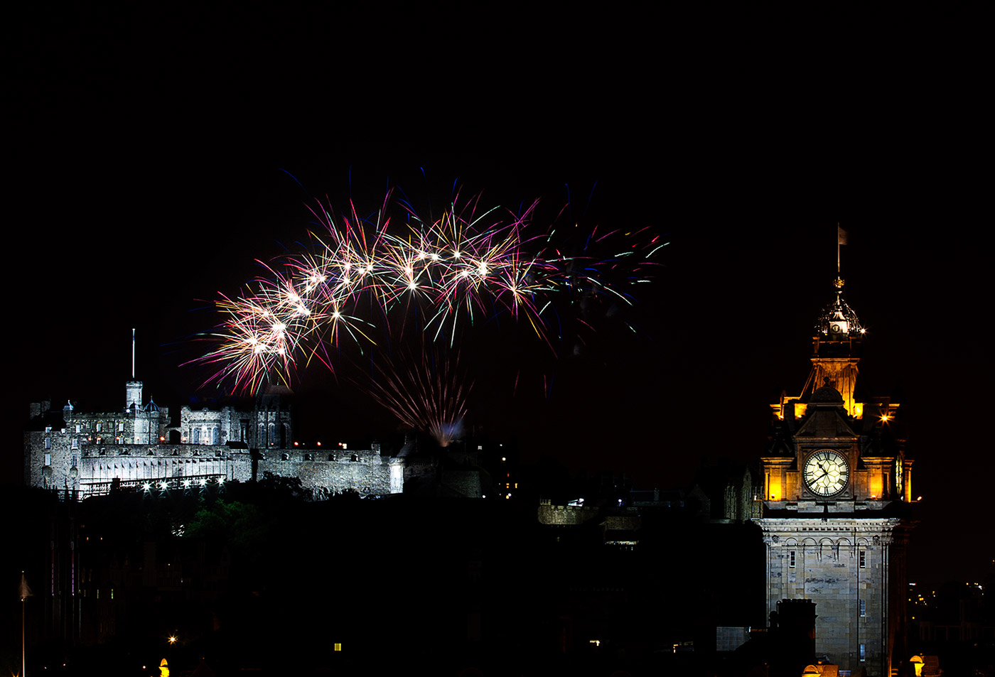 Edinburgh Tattoo from Calton Hill - fireworks over Edinburgh Castle