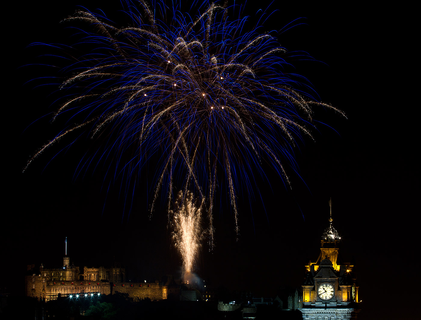 Edinburgh Tattoo from Calton Hill - fireworks over Edinburgh Castle