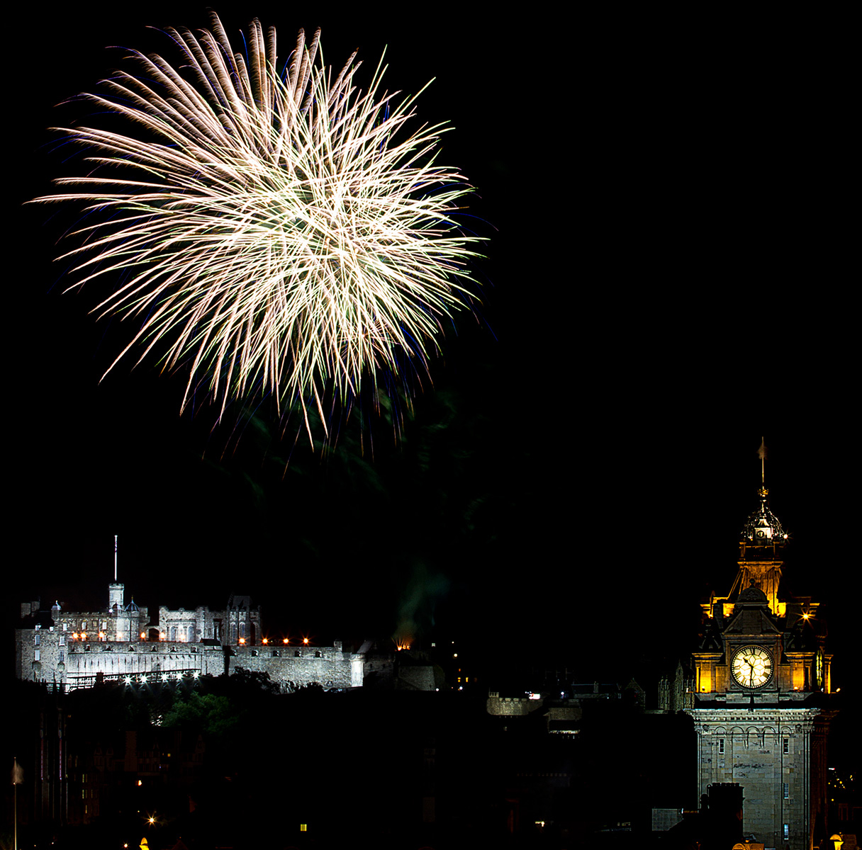 Edinburgh Tattoo fireworks from Calton Hill 