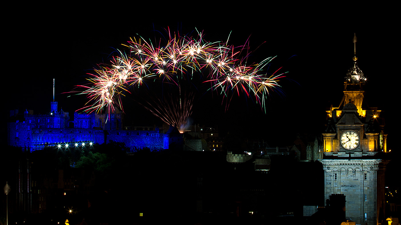 Edinburgh Tattoo fireworks from Calton Hill 