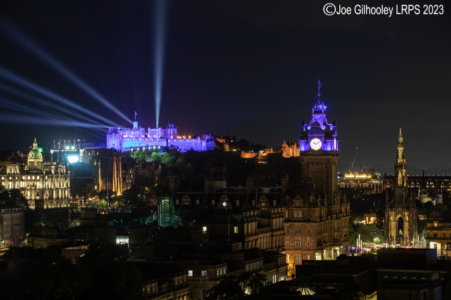 Royal Edinburgh Military Tattoo Lightshow from Calton Hill