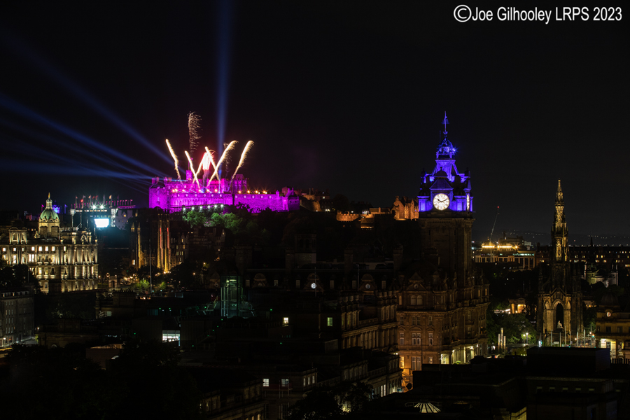 Royal Edinburgh Military Tattoo Lightshow from Calton Hill