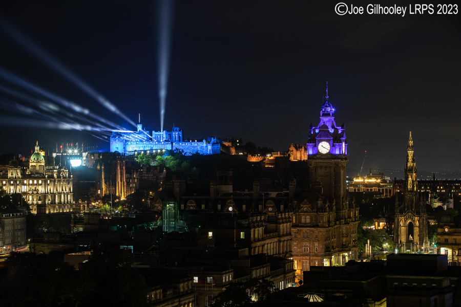 Royal Edinburgh Military Tattoo Lightshow from Calton Hill