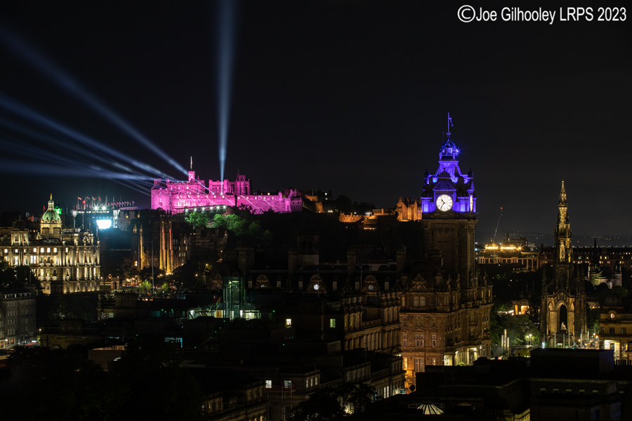 Royal Edinburgh Military Tattoo Lightshow from Calton Hill