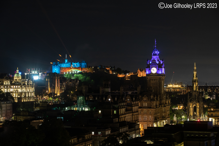 Royal Edinburgh Military Tattoo Lightshow from Calton Hill
