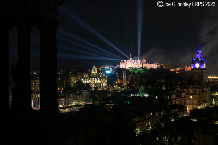 Royal Edinburgh Military Tattoo Lightshow from Calton Hill