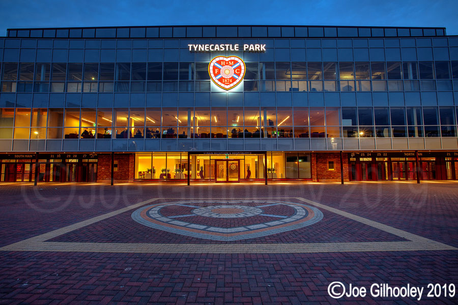 Heart of Midlothian FC Tynecastle Park lit at night