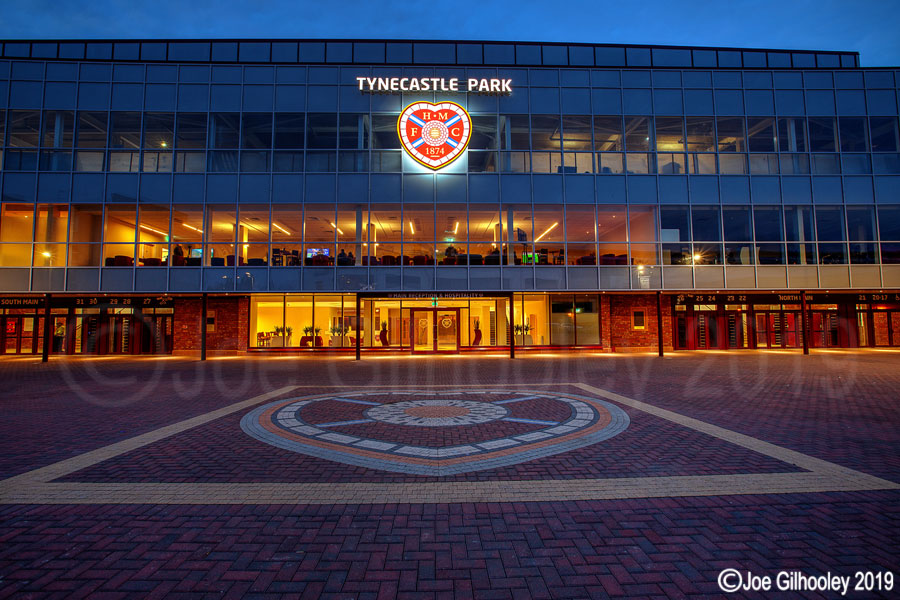 Heart of Midlothian FC Tynecastle Park lit at night