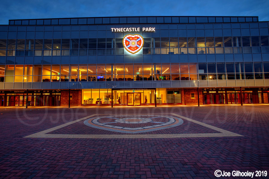 Heart of Midlothian FC Tynecastle Park lit at night